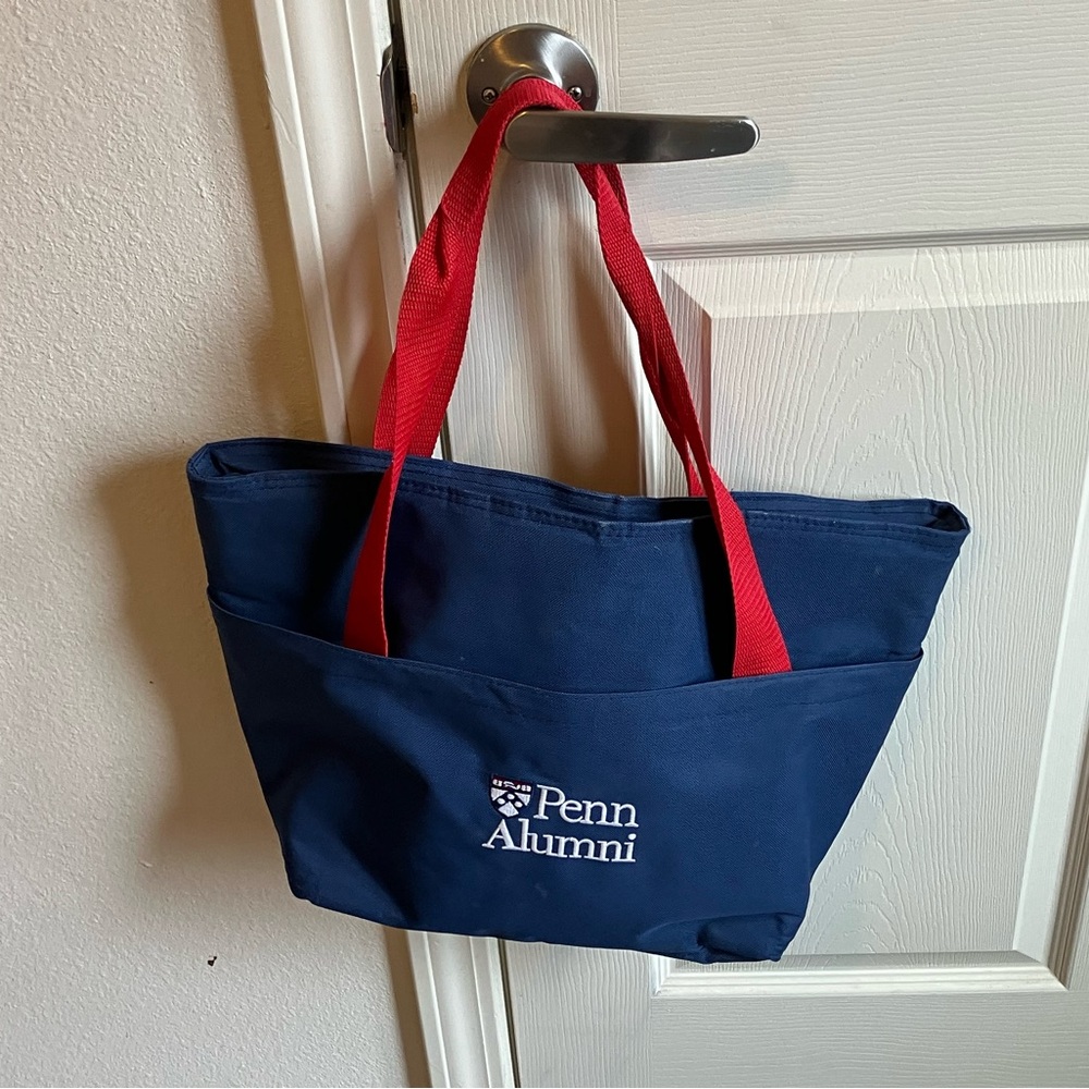 Penn Alumni Blue Tote Bag with Red Straps UPenn University of Pennsylvania